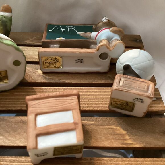 Vintage Homco "Bears at School" #1409 Complete Set Teacher Students Desk Globe - Picture 9 of 13